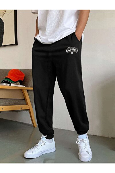 Mythologie California 23 Sweatpants Jogger - Black Printed Elastic Leg High Waist