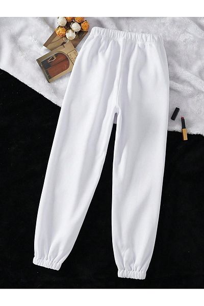 Mythologie Owl Sweatpants Jogger - Λευκό εμπριμέ λαστιχένιο πόδι ψηλόμεσο χειμώνα