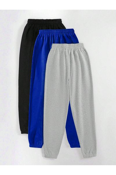 Mythologie 3-Pece Los Angeles Printed Jogger Unisex Sweatpants - Μαύρο Σαξ Μπλε Γκρι