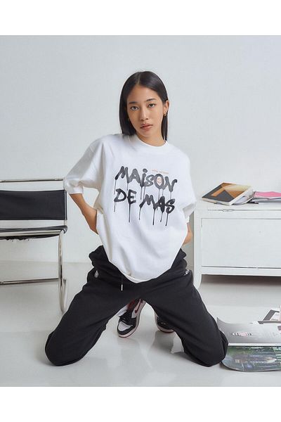 Mythologie Maison Design - Λευκό T-shirt και Μαύρο Φούτερ - Jogger T-Shirt Oversize Crew Neck Set