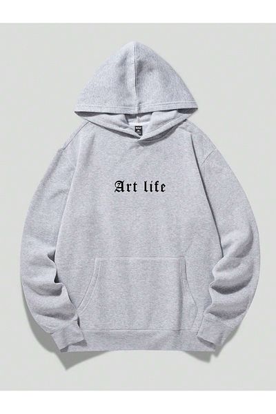 MODARİCH Φούτερ Art Life - Φούτερ με κορδέλα σε γκρι στάμπα