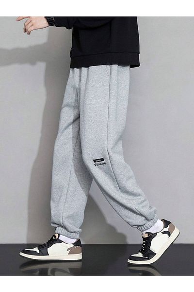 Mythologie High Waist Clever Vintage Jogger Sweatpants - Gray Print, Rubber Leg Winter