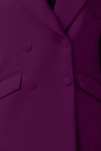 Trendyol Collection Fialová dvouřadá blejzrová bunda – Regular Fit, podšitá, tkaná, TWOSS21CE0137