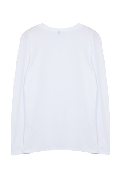 Trendyol Collection Βαμβακερό μπλουζάκι με λαιμόκοψη, Λευκό Slim FiT - TMNAW25TS00006