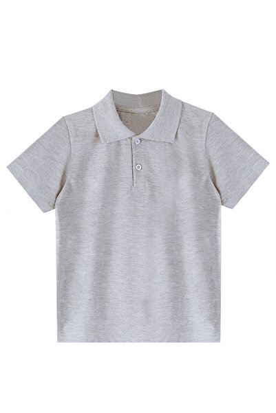 Denokids Unisex Kids Gray Polo Collar School T-shirt - Short Sleeve