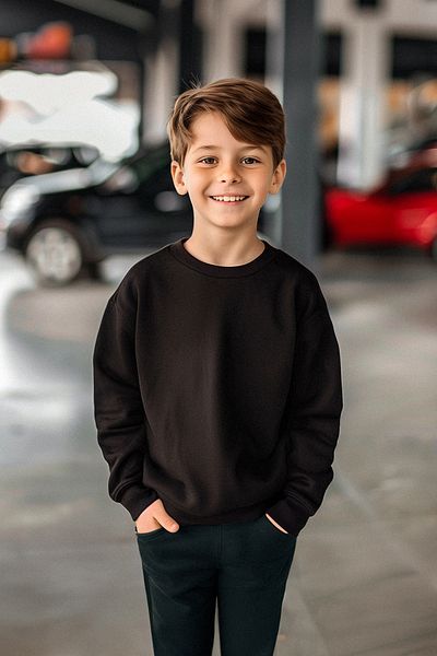 TRENDYOLKIDS Unisex černo-šedá pletená mikina s výstřihem, sada 2 kusů - TKDAW25sw00000