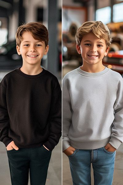 TRENDYOLKIDS Unisex černo-šedá pletená mikina s výstřihem, sada 2 kusů - TKDAW25sw00000
