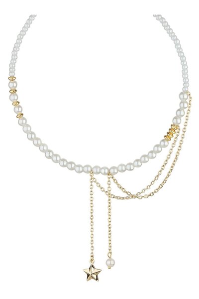Klips Concept قلادة على شكل سلسلة مزينة بالنجوم واللؤلؤ