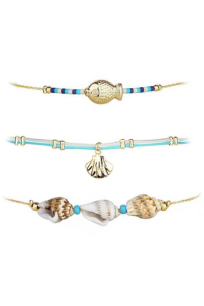Klips Concept Triple Combination Anklet - Fish Detailed