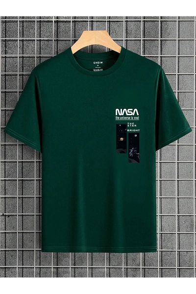 MODARİCH Μπλουζάκι Nasa Bright Oversize - Nefti Green Print, Crew Neck, Κοντό μανίκι