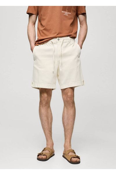 MANGO Man Pantaloni scurți bermude cu șnur 100% bumbac