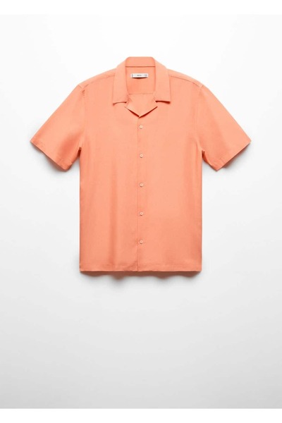 MANGO Man Bowling yaka keten karışımlı gömlek