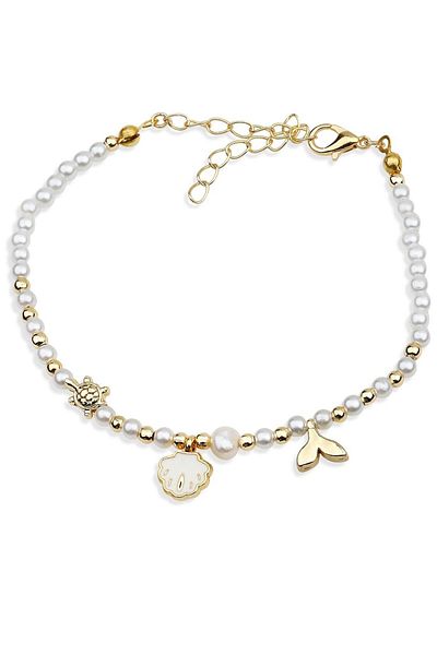 Klips Concept Pearl Detailed Enameled Anklet