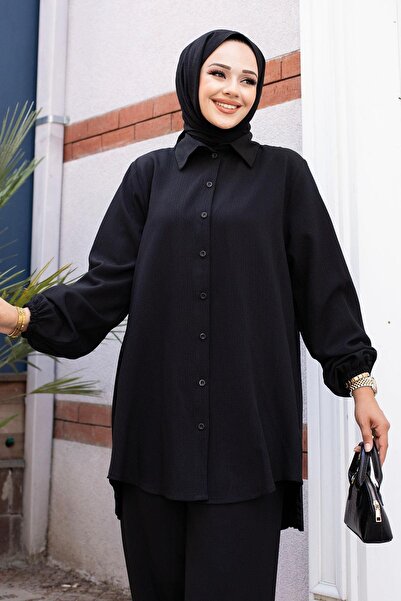 MİSSKAYLE Μαύρο Σετ Πισέτα Hijab