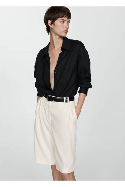 MANGO Woman Straight High Waist Bermuda Shorts