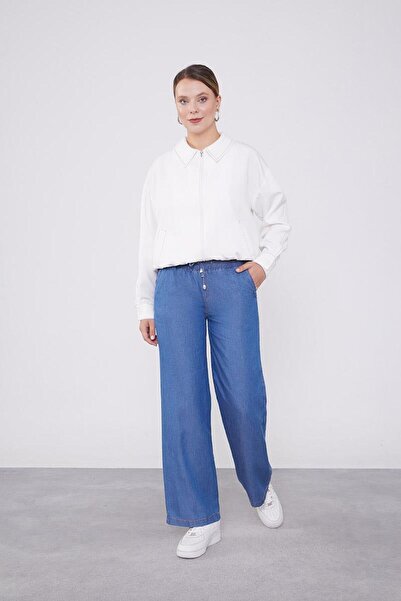 Levidor Jean Look Blue Elastic Waist Trousers