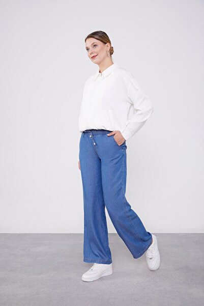 Levidor Jean Look Blue Elastic Waist Trousers