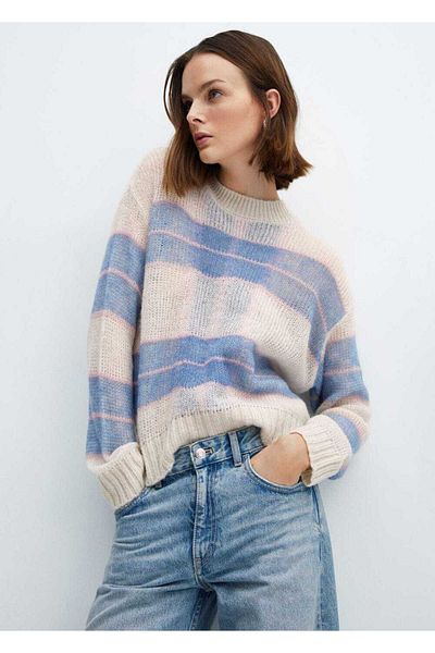 MANGO Woman Checkered Knitted Sweater