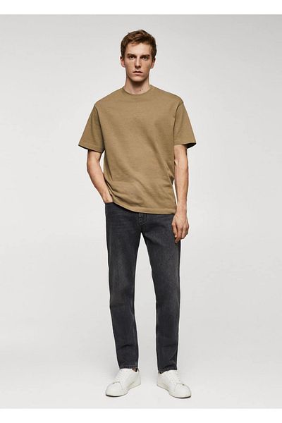MANGO Man T-shirt basic o wygodnym kroju, wykonany w 100% z bawełny