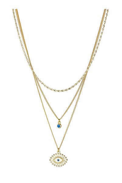 Klips Concept قلادة ثلاثية من خرز العين والعين الشريرة