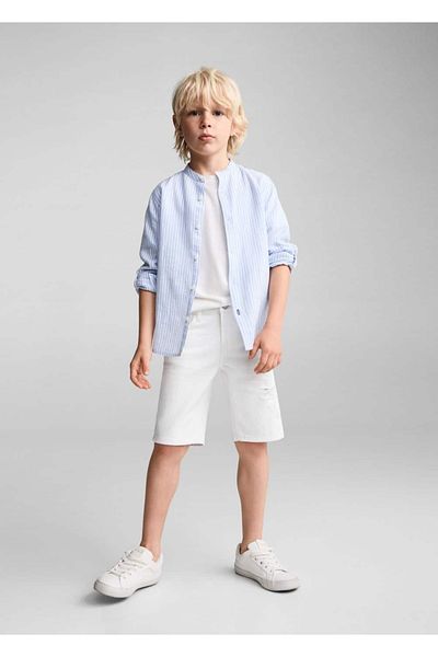 MANGO Kids Džínové bermudy – dekorativní a roztrhané
