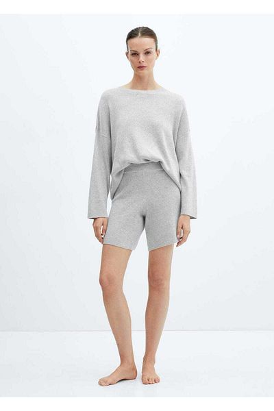 MANGO Woman Cotton Linen Round Collar Knitwear Sweater