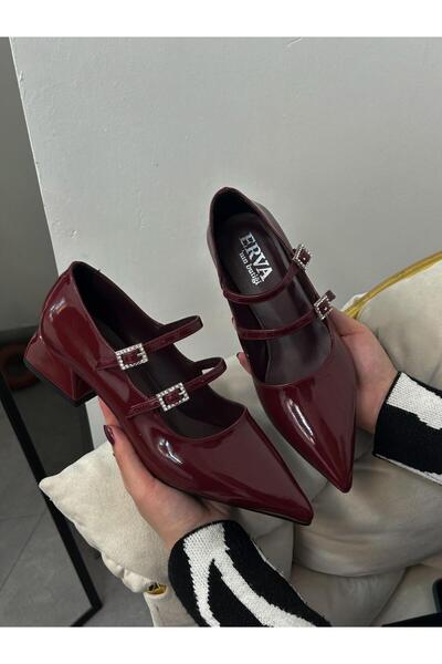 ERVANIN BUTİĞİ Bordo Rugan (Viola) Toka Detay Kadın Babet