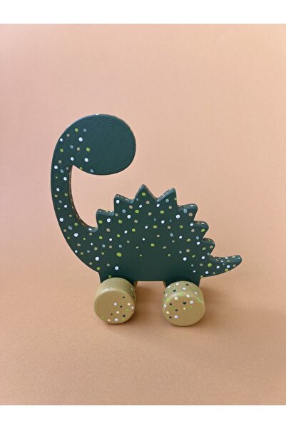 Gra Baby Accessories لعبة الديناصور الخشبية ذات العجلات