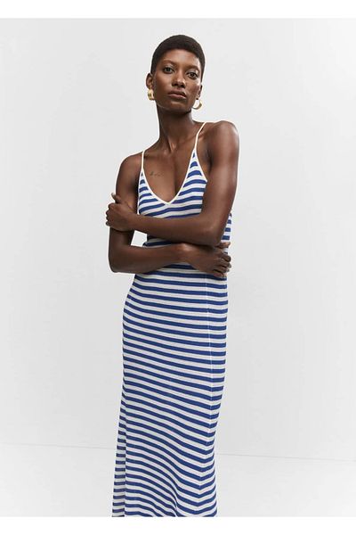 MANGO Woman Gestreiftes Strickkleid