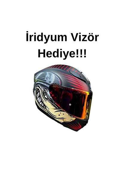 Shiro TEZ MOTOR FULL FACE (KAPALI) MOTOSİKLET KASKI SHİRO SH-870 WOLFRACE+ İRİDYUM VİZÖR HEDİYELİ