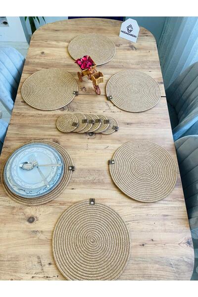 bestiva 12 Piece Wicker Jute Presentation Plate and Under Cup - American Service