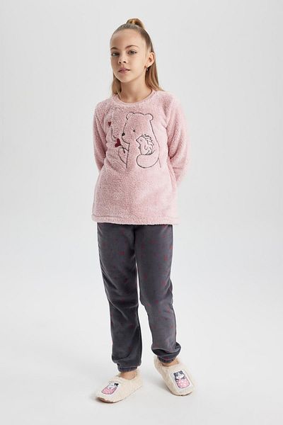 DeFacto Long Sleeve Embroidered Girl's Pajama Set - C2866a823wn
