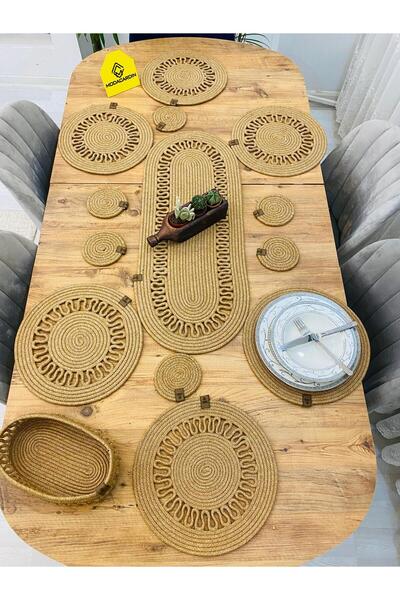 bestiva Wicker Jute Presentation Plate Coaster Supla American Service Runner Basket and Cup Holder 14 Pcs Modacardin