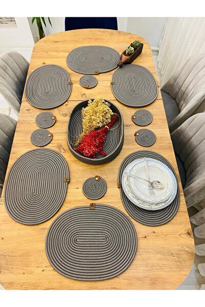 bestiva Πιάτο παρουσίασης από ψάθινη γιούτα 13 τεμαχίων - Αμερικάνικο σερβίτσιο, οβάλ σουπλά, σουβέρ και καλάθι