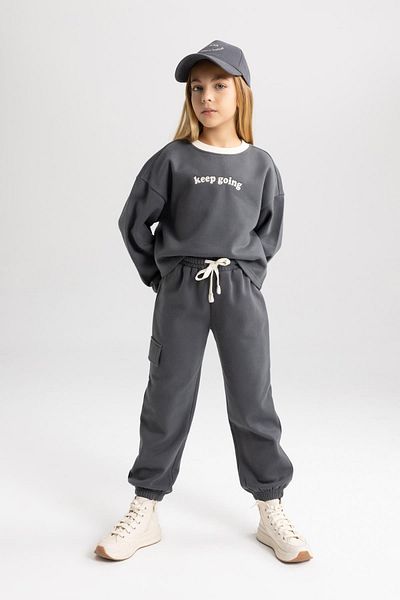 DeFacto Printed Sweatshirt and Tracksuit Set for Girls - B2912a823wn