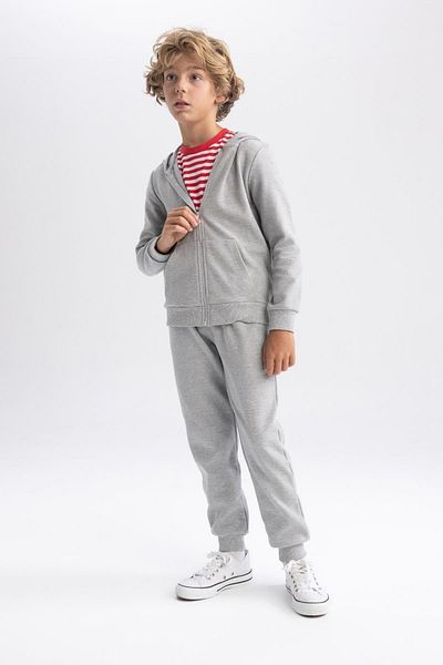 DeFacto Gray Hooded Boys' School Cardigan - T7468a623au