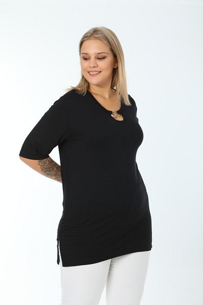 GOLVEN Plus Size Collar Accessory Detailed Blouse