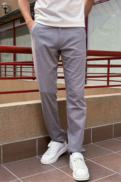 inpool Men's Old Money Culture Cotton Linen Woven Summer-Spring Trousers 290, Elastic Waist