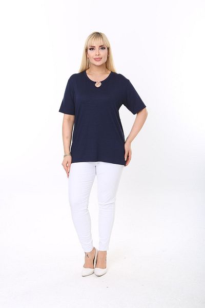 GOLVEN Plus Size Collar Accessory Detailed Blouse