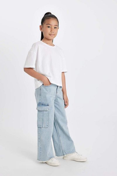 DeFacto Pantaloni largi Cargo pentru fete cu picioare largi A5734a823au