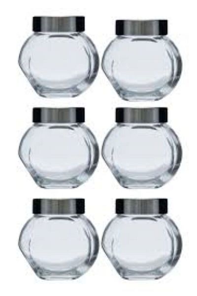 mother kitchen 6-Piece Glass Spice Bowl Set with Metal Lid - Jar