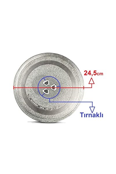 Arçelik Mikrodalga Fırın Döner Cam Tabak 24,5cm Çapında Tırnaklı Borcam Tepsi Orijinal