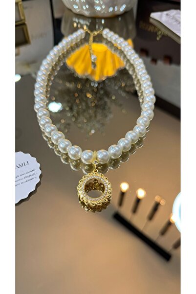 Şeyma ÖZŞAMLI Güneş Model Çeyrek Çerçeve Inci Kolye