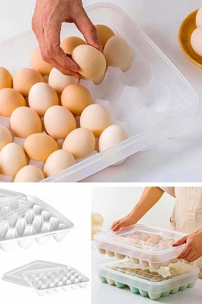 Miami Home Egg Storage Box Organizer with 30 Compartments Plastic Lid Egg Storage Container