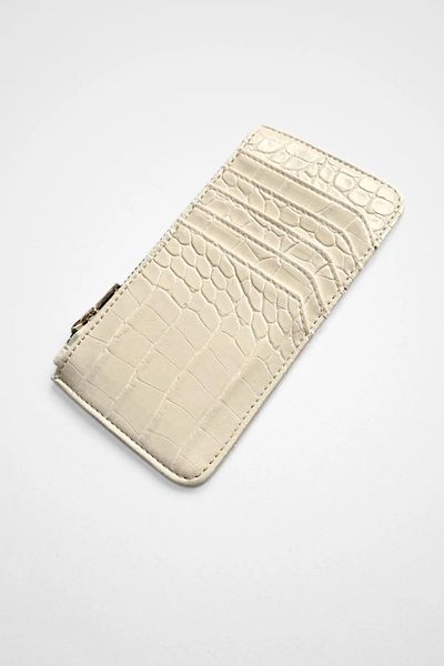 The Noir Leather Miami Women's Zippered White Card Holder Wallet