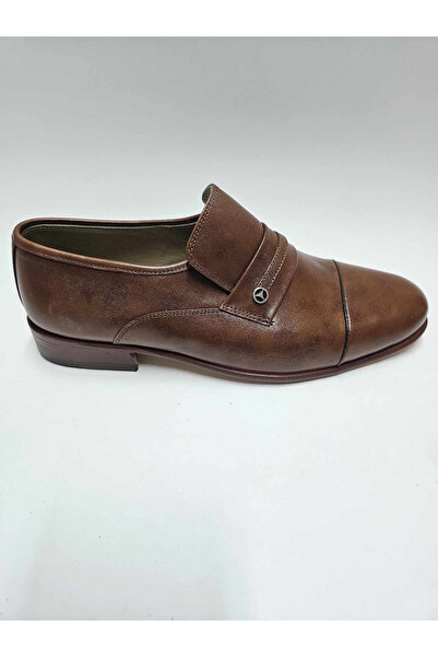 TOPRAKLI AYAKKABI HAKİKİ DERİ HAKİKİ KÖSELE TABA RENGİ BAĞCIKSIZ ERKEK AYAKKABI