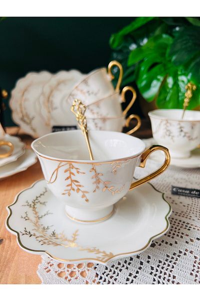 CASA DE BELLA روبي 6 أشخاص Bone China - كوب بلون القهوة