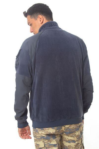 Burak Askeri Malzeme Navy Blue Colored Long Sleeve Fleece Jacket - Full Zip, Pocket and Lined