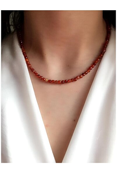 Serline Desing Kadın 925 Ayar Gümüş Patentli Akik Doğaltaş Kolye (3mm)