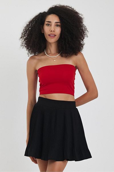 The Base Women's Red Scuba Strapless Crop Top